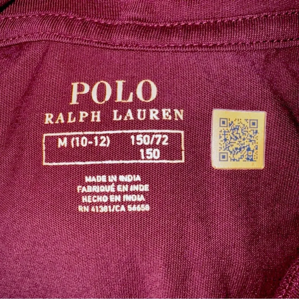 Polo Ralph Lauren Cotton Jersey Hooded Long Sleeve T-shirt Burgundy Boys 10-12